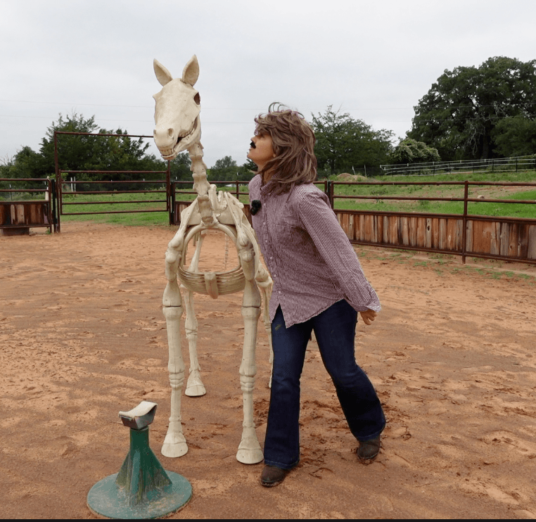Marina as one of her Gypsy Equestrian comedic characters