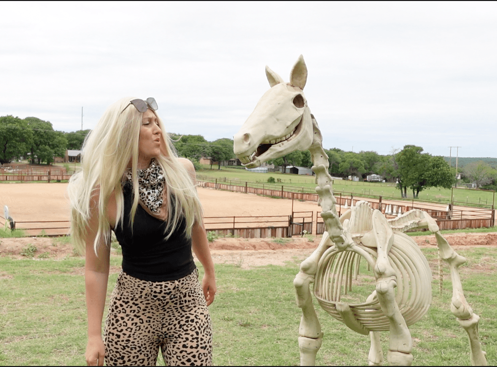 Marina as one of her Gypsy Equestrian comedic characters