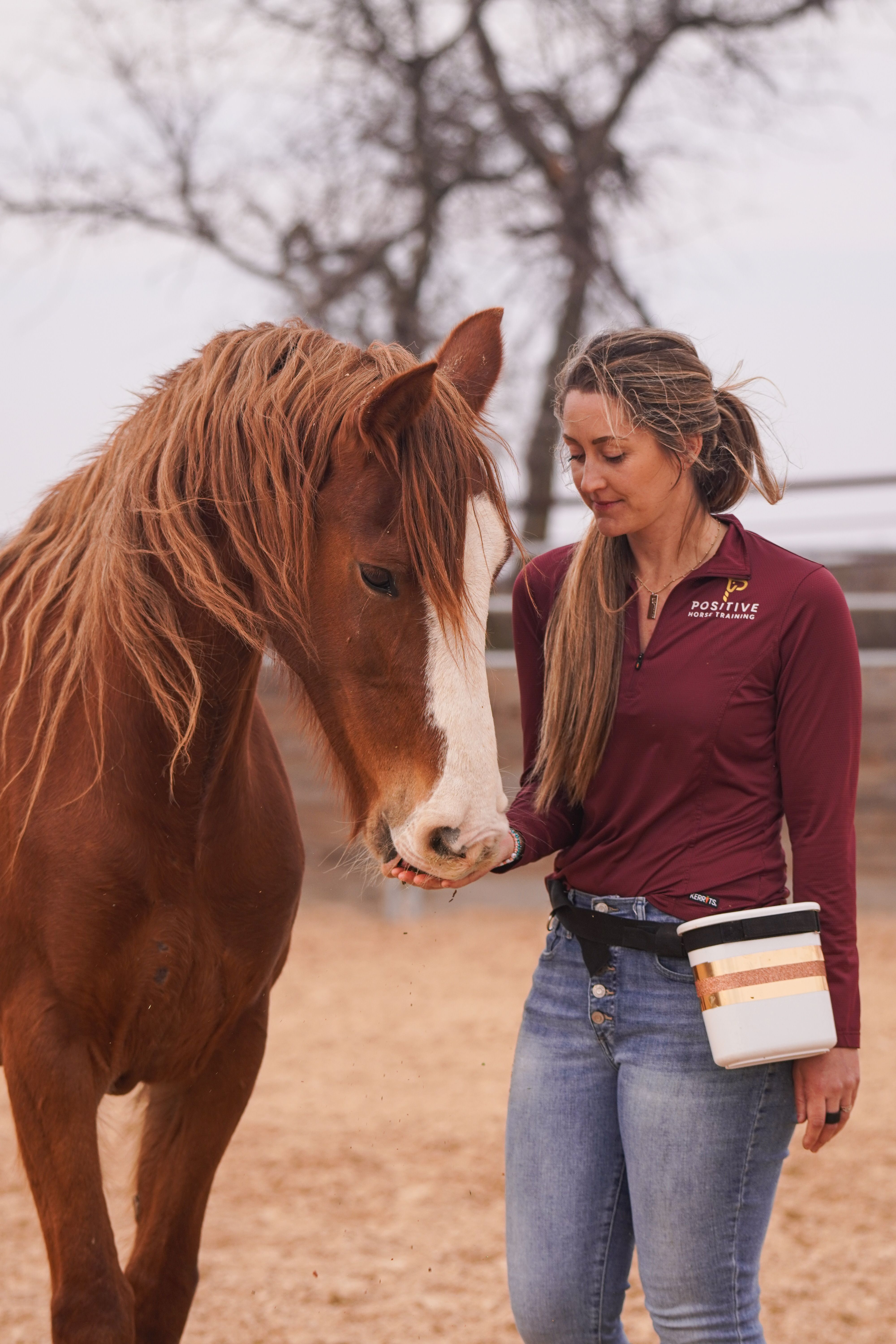 Marina training a horse